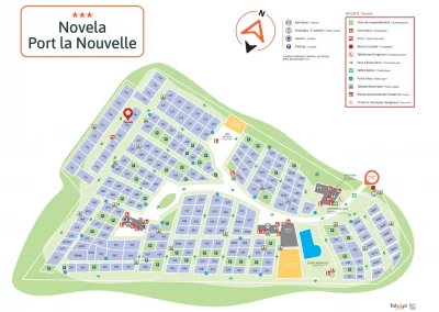 Plan du camping Le Novela à Port La Nouvelle indiquant l'emplacement 147
